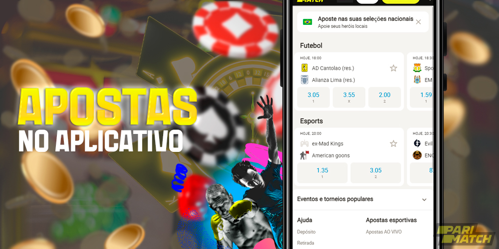 Aplicativo móvel de apostas esportivas da Parimatch Brasil