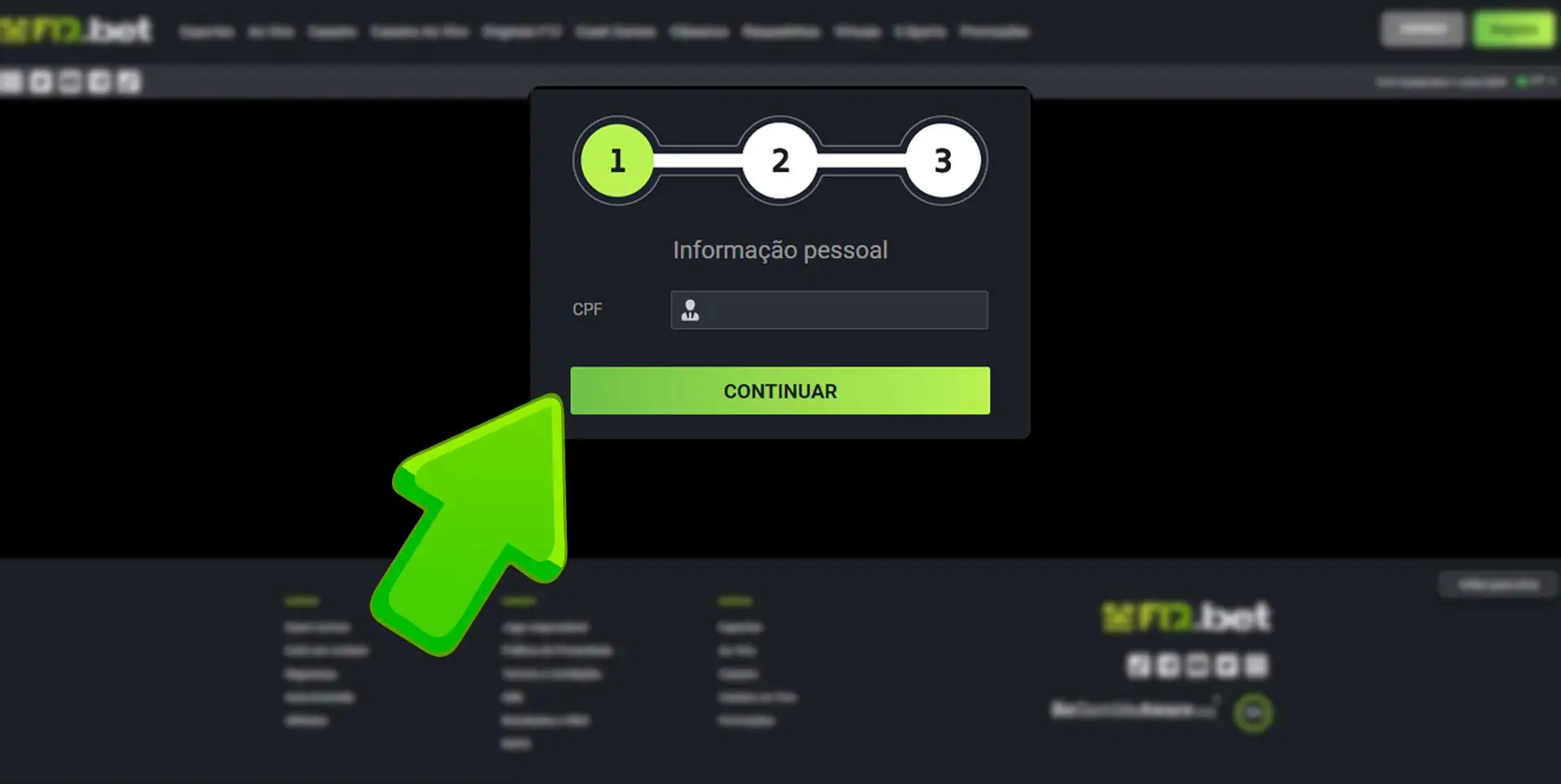 Preenchimento dos campos de registro com dados pessoais