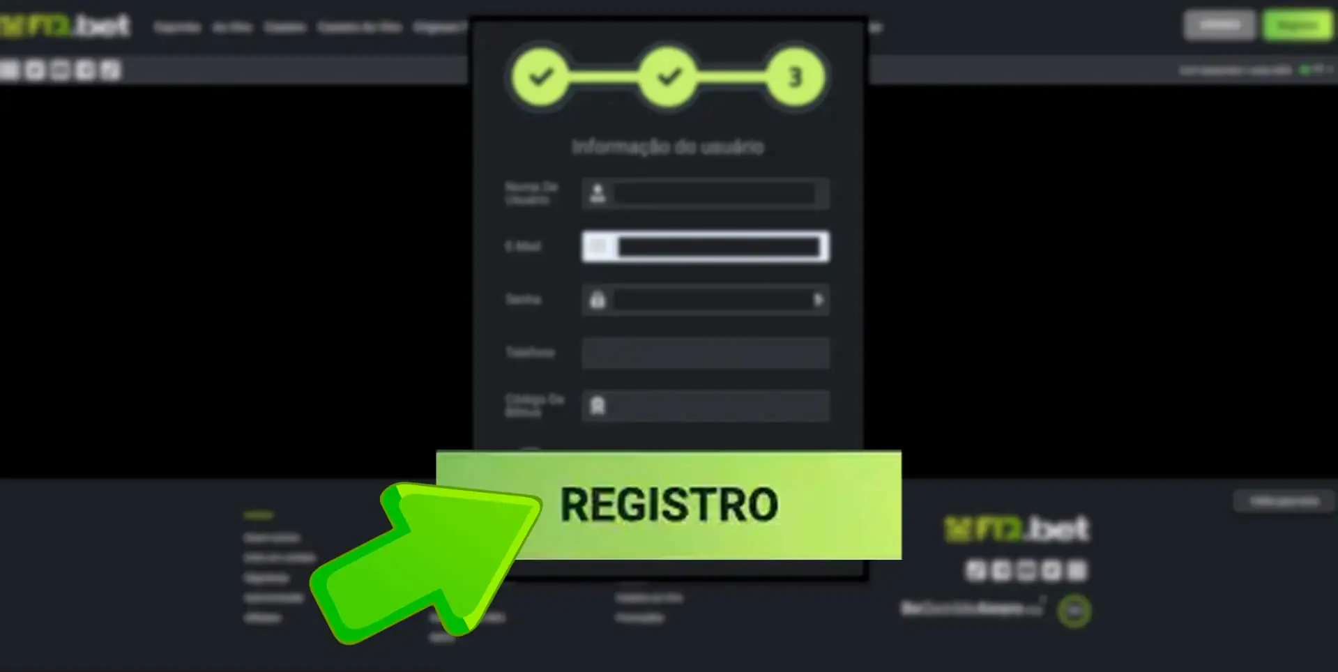 Clicar no botão de registro de conta e concluir o processo de registro