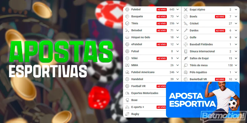 Apostas em uma variedade de esportes no BetMotion