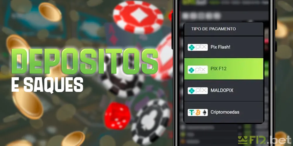 Depósito e saque na versão móvel do site