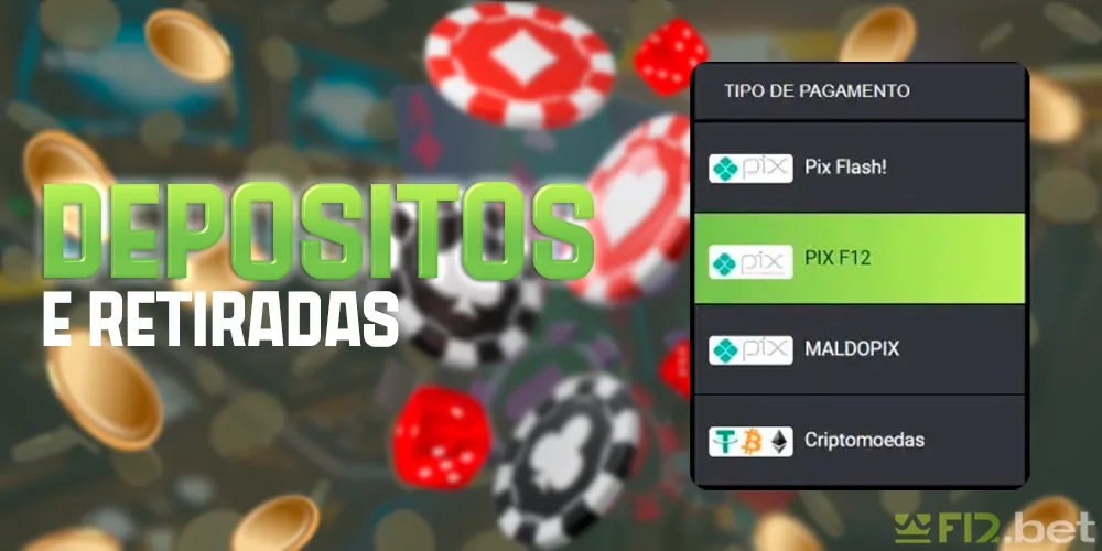 Depósitos e saques para o jogador brasileiro