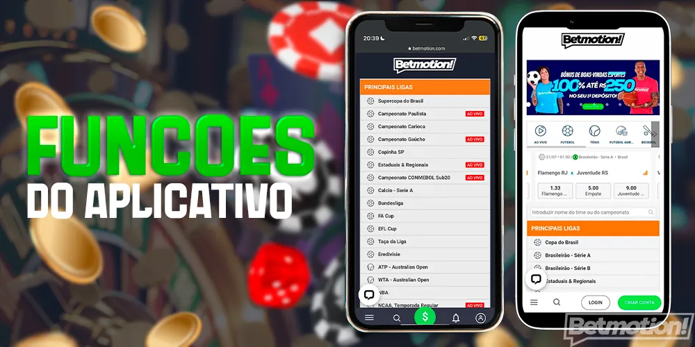 Muitos recursos no aplicativo BetMotion