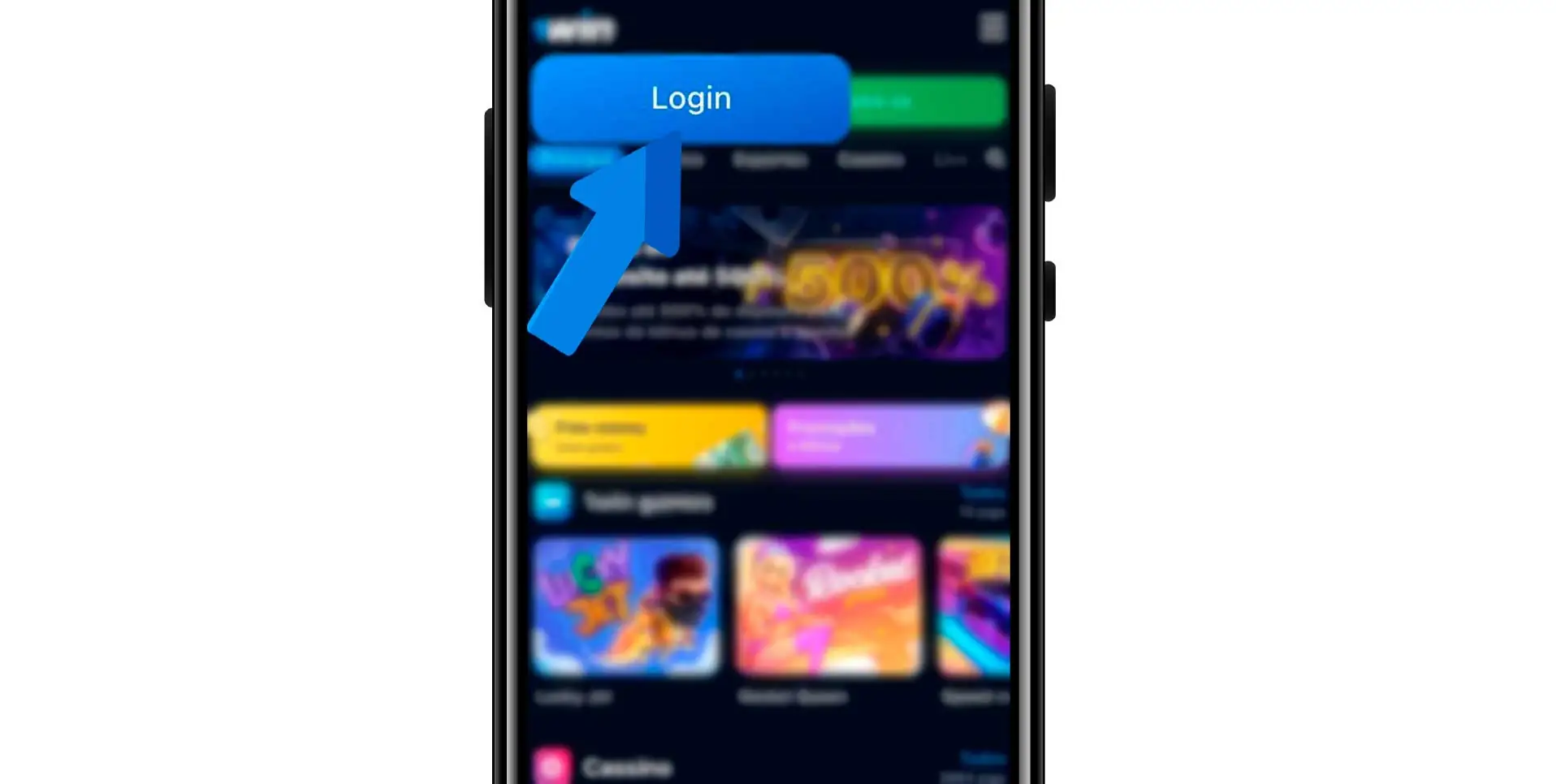 Botão para acessar o menu "Login".