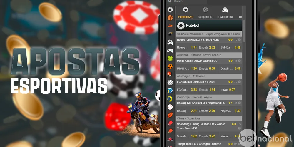 Apostas em esportes no aplicativo móvel Betnacional Brasil