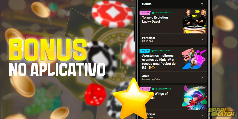 Bônus e promoções no aplicativo móvel da Parimatch Brasil