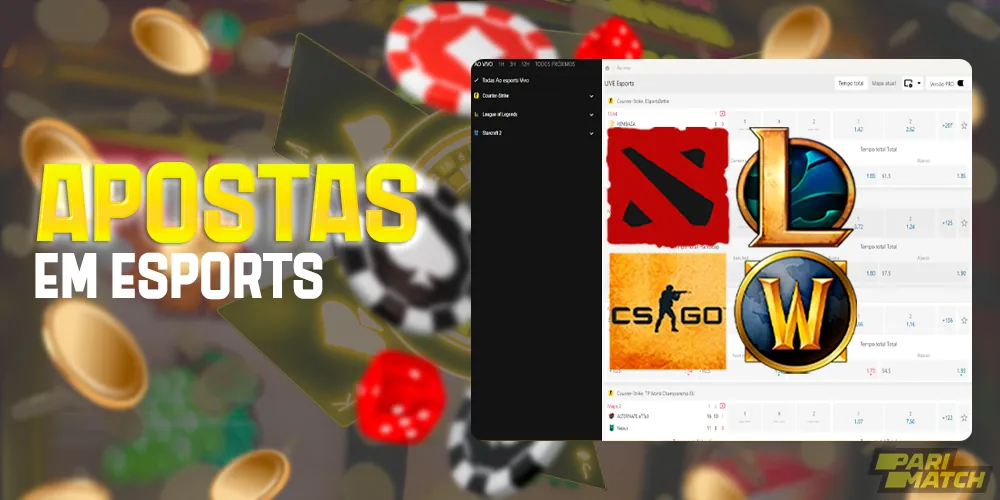 Apostas em vários tipos de esportes cibernéticos no site da Parimatch Brasil