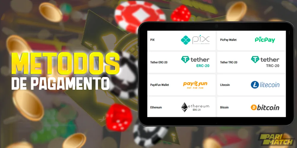 Métodos de depósito e retirada de fundos no aplicativo móvel da Parimatch Brasil