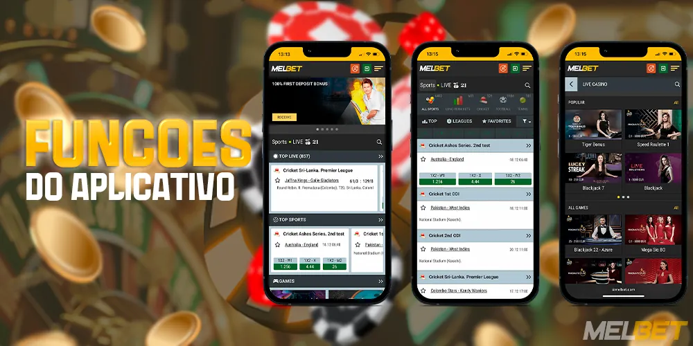Recursos do aplicativo móvel MelBet Brasil