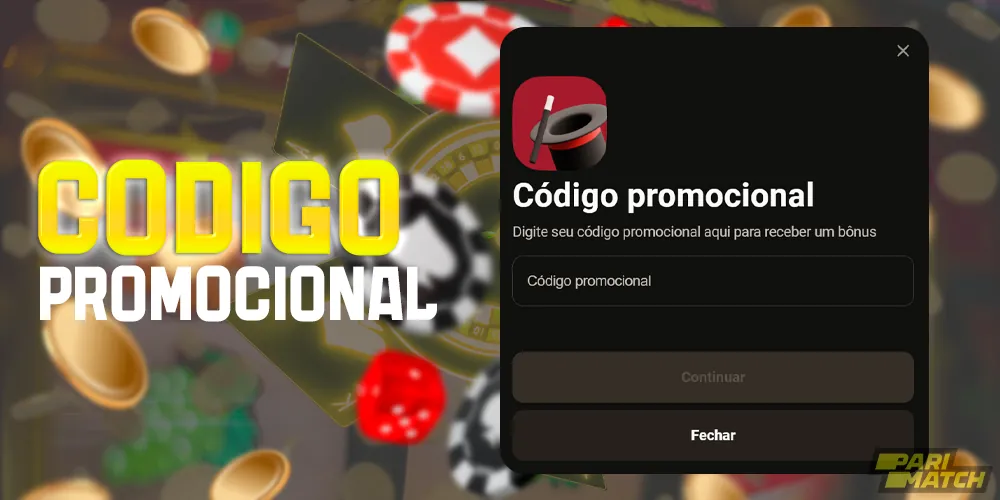Código promocional no site da Parimatch Brasil
