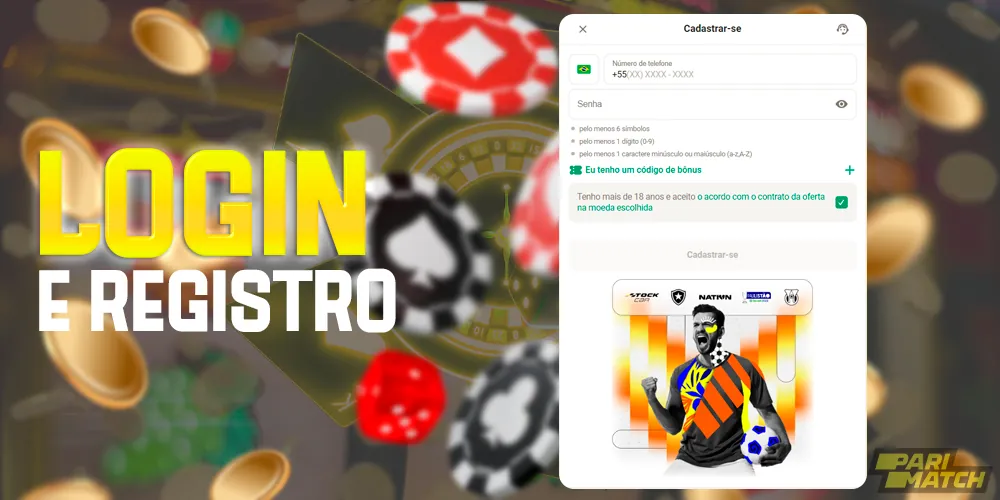 Registro e login no site da Parimatch Brasil