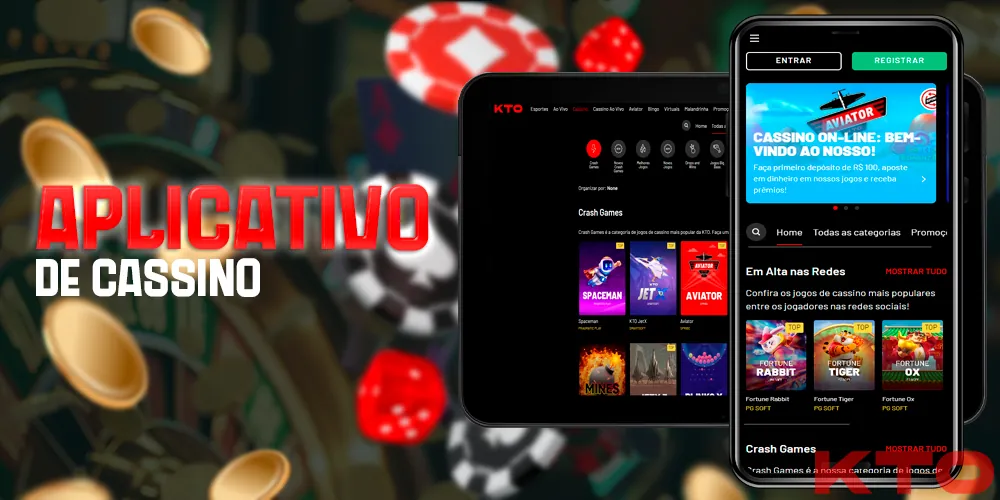 Um cassino com muitos jogos na versão móvel do site da KTO Brasil