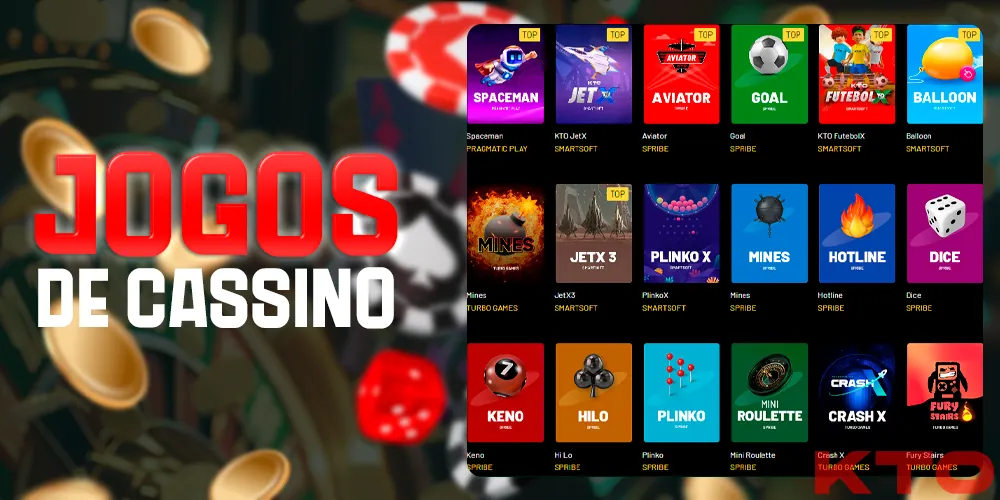 Vários jogos de cassino no site da KTO Brasil