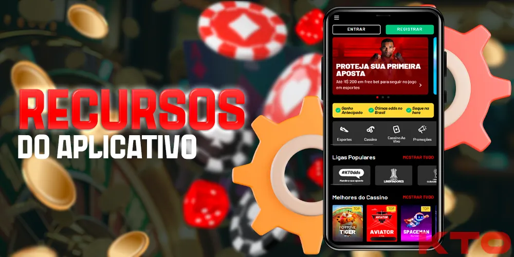 Vários recursos do aplicativo móvel KTO Brasil